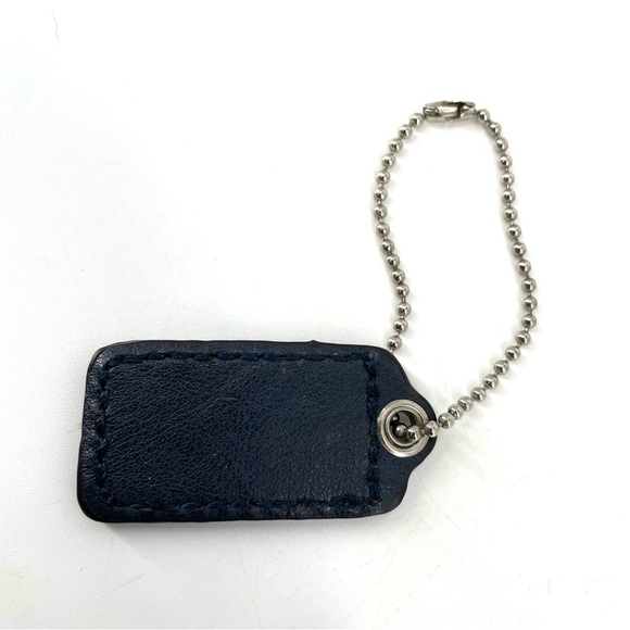COACH Leatherware Horse and Carriage Navy Blue Leather Hang Tag Key Chain - Picture 3 of 3